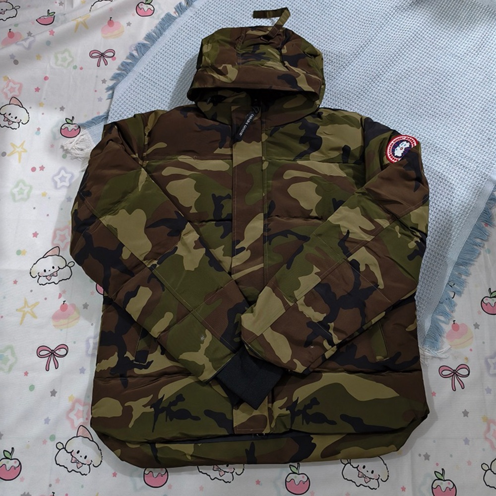 Canada Goose Camouflage Hooded Puffer Jacket - Green, Brown, Black